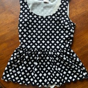 Anthropologie Peplum Shirt Sz Small Black & White